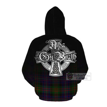 Tartan Vibes Clothing Chalmers Tartan Cotton Hoodie Featuring Alba Gu Brath Family Crest Celtic Inspired