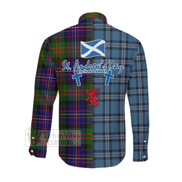 Chalmers Tartan Long Sleeve Button Shirt Happy St. Andrew's Day Half Tartan Style Men's Shirt - Tartan Vibes Clothing