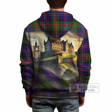 Chalmers Tartan Family Crest Hoodie with Scottish Ancient Castle Style - Tartan Vibes Clothing