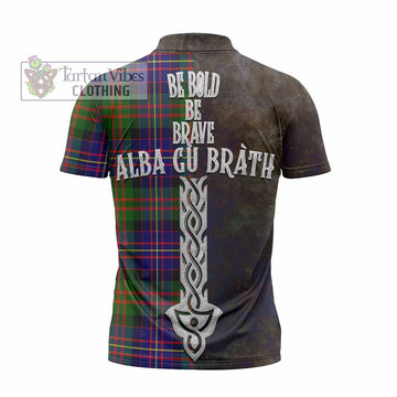 Chalmers Tartan Family Crest Zipper Polo Shirt Alba Gu Brath Be Brave Lion Ancient Style - Tartan Vibes Clothing