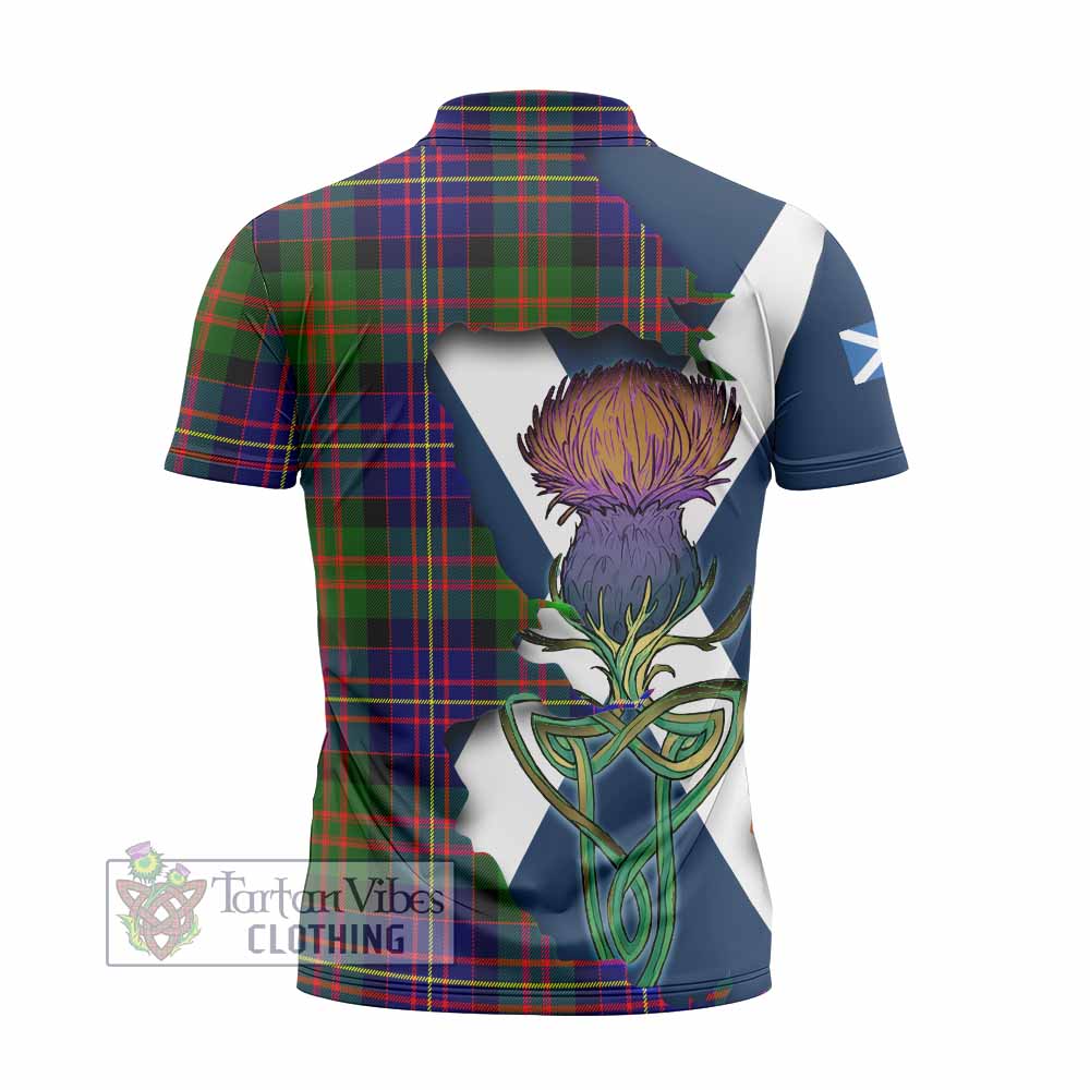 Chalmers Tartan Family Crest Zipper Polo Shirt Scottish Thistle Celtic Inspired - Tartan Vibes Clothing