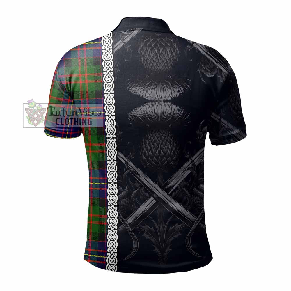 Chalmers Tartan Polo Shirt with Family Crest Cross Sword Thistle Celtic Vibes - Tartan Vibes Clothing