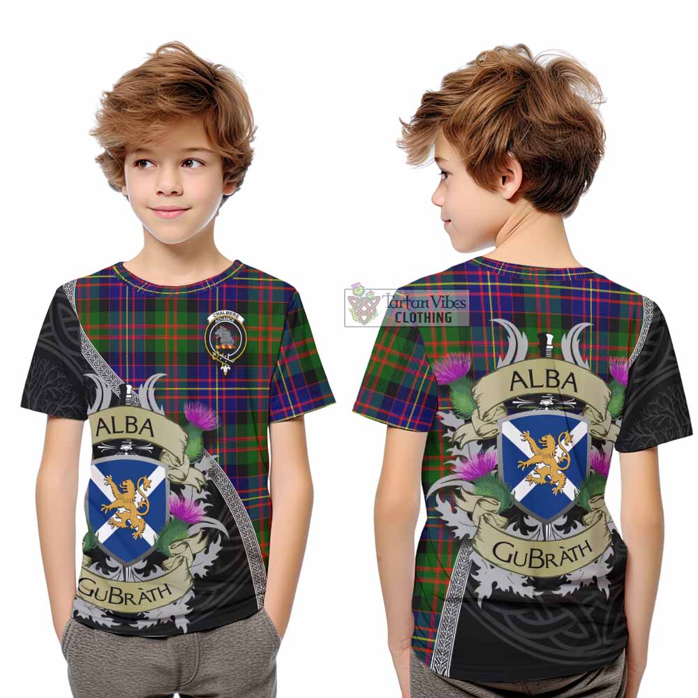 Chalmers Tartan Family Crest Kid T-Shirt Lion Rampant Royal Thistle Shield Celtic Inspired - Tartan Vibes Clothing
