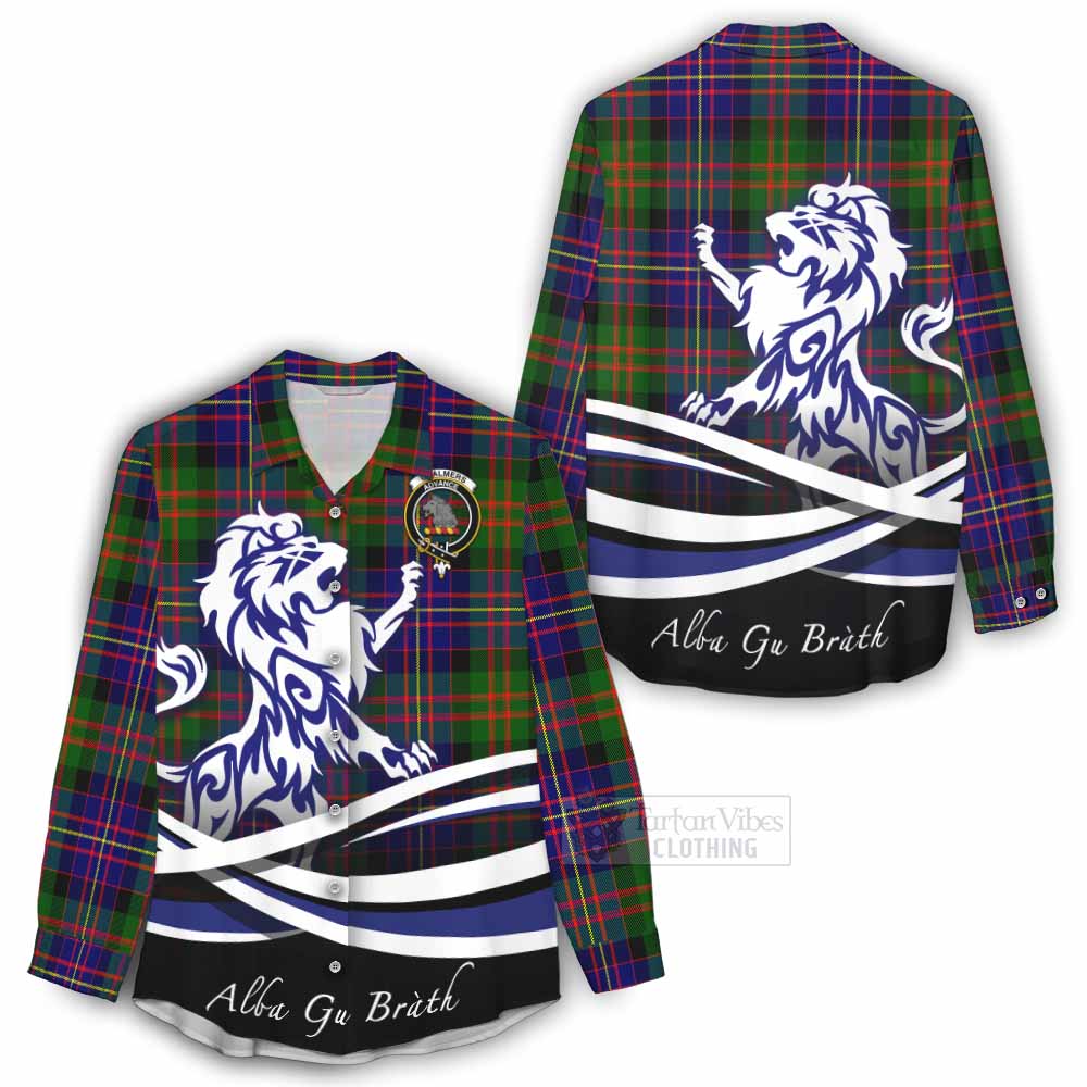 Chalmers Tartan Women's Casual Shirt with Alba Gu Brath Regal Lion Emblem - Tartan Vibes Clothing