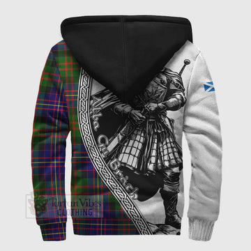 Chalmers Tartan Clan Crest Sherpa Hoodie with Highlander Warrior Celtic Style - Tartan Vibes Clothing