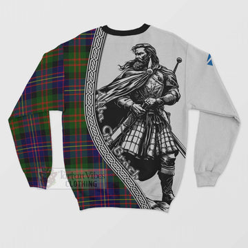 Chalmers Tartan Clan Crest Sweatshirt with Highlander Warrior Celtic Style - Tartan Vibes Clothing