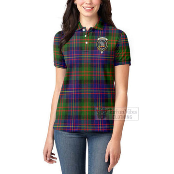 Chalmers Tartan Women's Polo Shirt with Family Crest Celtic Skull Style