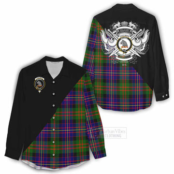 Chalmers Tartan Women's Casual Shirt with Family Crest and Military Logo Style - Tartan Vibes Clothing