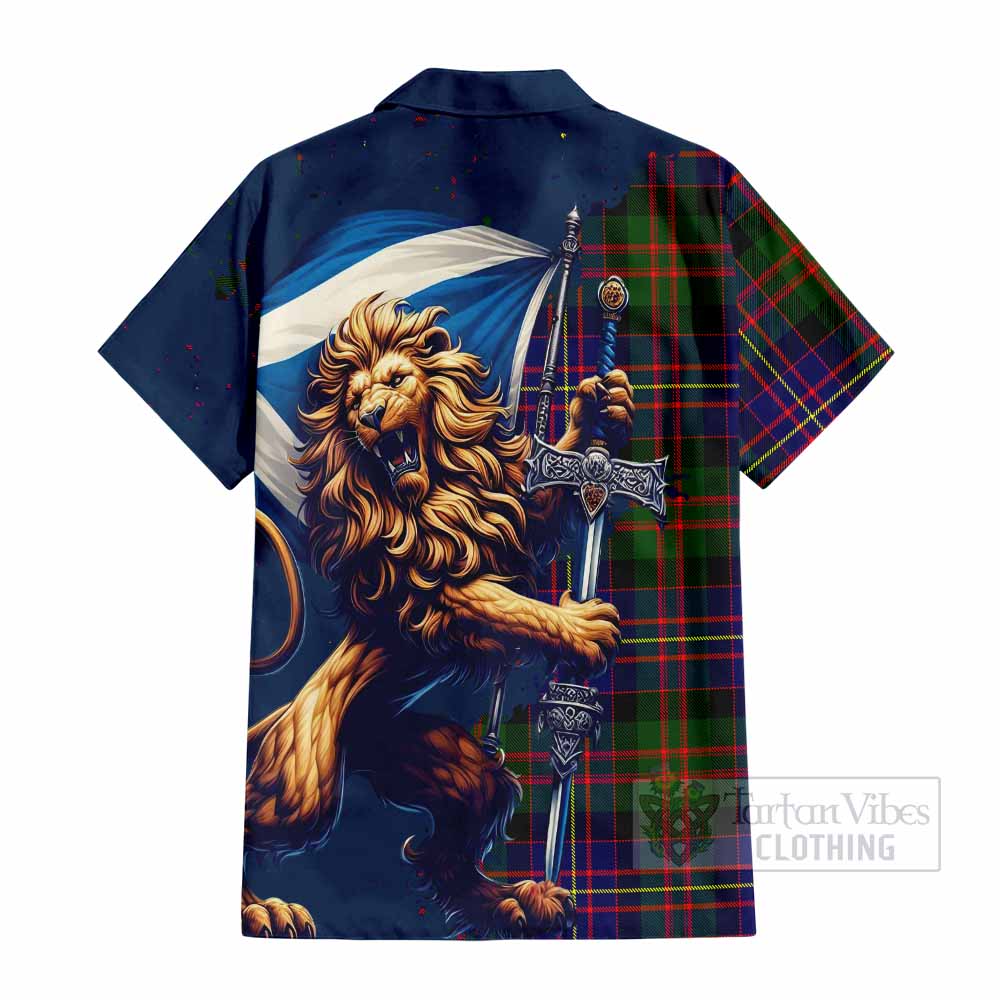 Chalmers Tartan Family Crest Hawaiian Shirt with Scottish Majestic Lion - Tartan Vibes Clothing