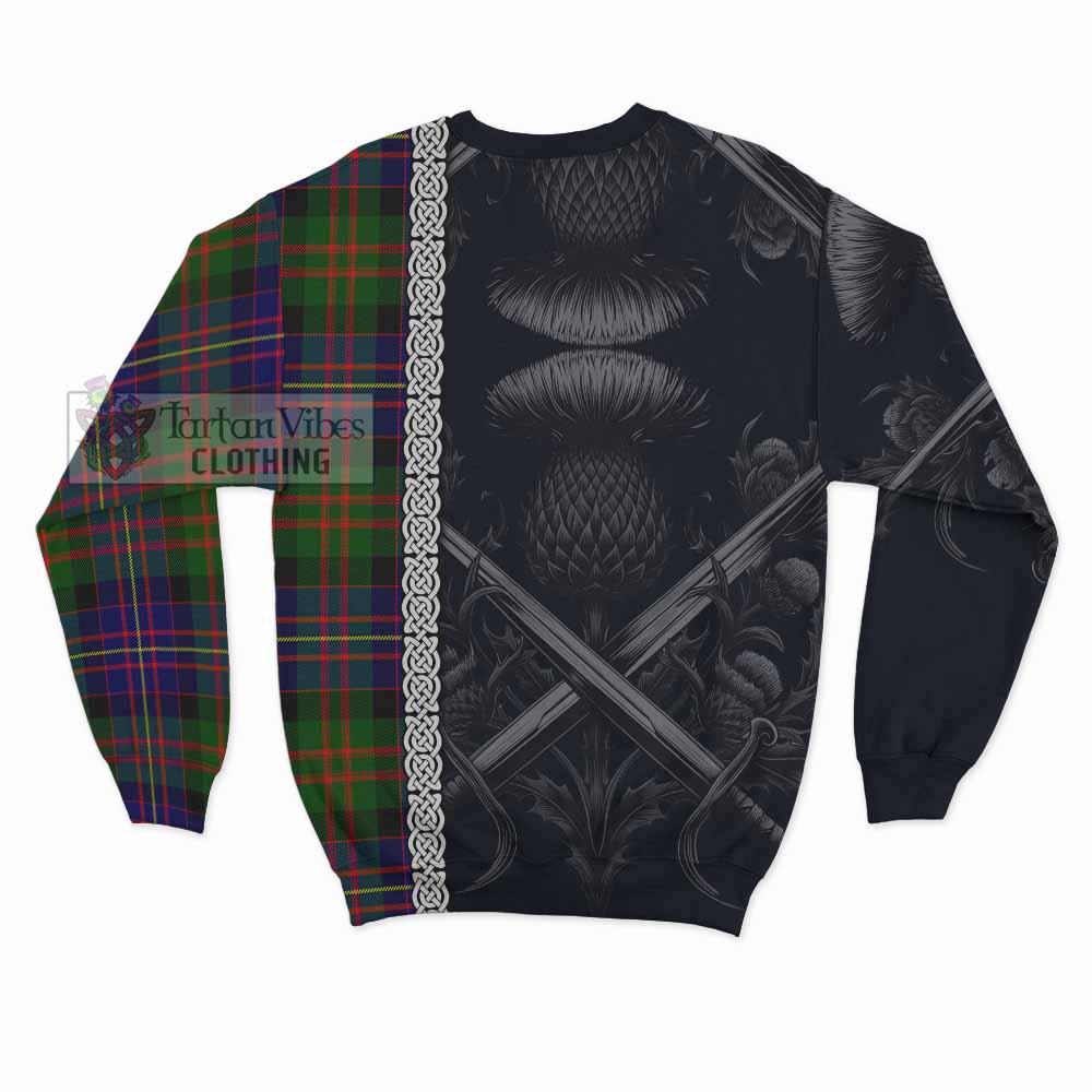 Chalmers Tartan Sweatshirt with Family Crest Cross Sword Thistle Celtic Vibes - Tartan Vibes Clothing