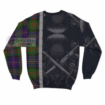 Chalmers Tartan Sweatshirt with Family Crest Cross Sword Thistle Celtic Vibes - Tartan Vibes Clothing