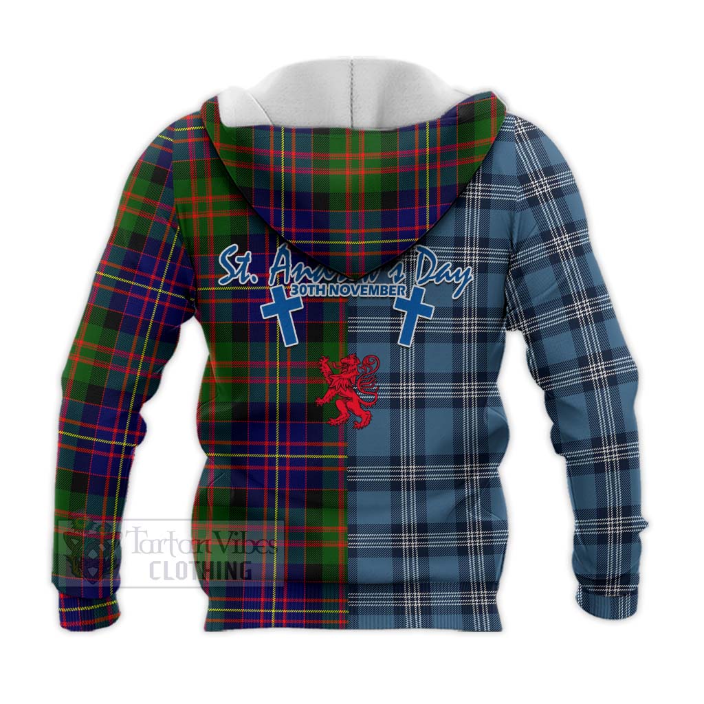 Chalmers Tartan Knitted Hoodie Happy St. Andrew's Day Half Tartan Style - Tartan Vibes Clothing