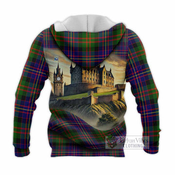 Chalmers Tartan Family Crest Knitted Hoodie with Scottish Ancient Castle Style - Tartan Vibes Clothing