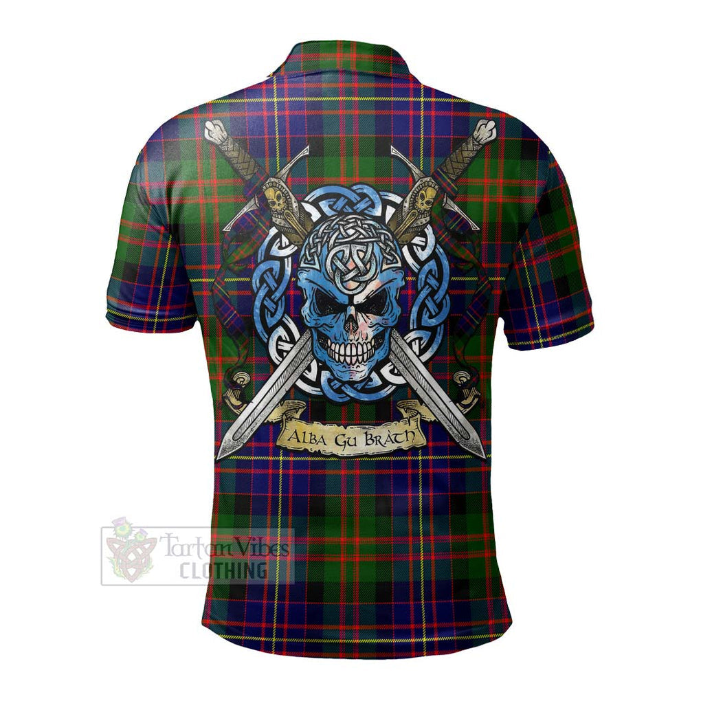 Chalmers Tartan Polo Shirt with Family Crest Celtic Skull Style - Tartan Vibes Clothing