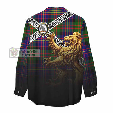 Chalmers Crest Tartan Women's Casual Shirt with Golden Lion Emblem Celtic Style - Tartan Vibes Clothing