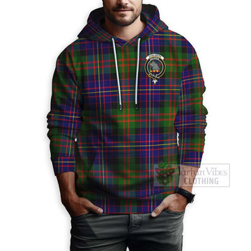 Tartan Vibes Clothing Chalmers Tartan Hoodie with Family Crest and Bearded Skull Holding Bottles of Whiskey