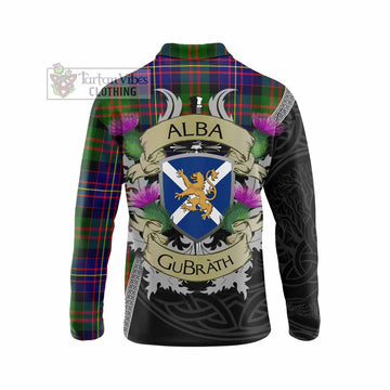 Chalmers Tartan Family Crest Long Sleeve Polo Shirt Lion Rampant Royal Thistle Shield Celtic Inspired - Tartan Vibes Clothing