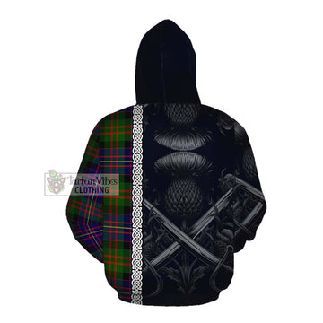 Chalmers Tartan Cotton Hoodie with Family Crest Cross Sword Thistle Celtic Vibes Pullover Hoodie - Tartan Vibes Clothing