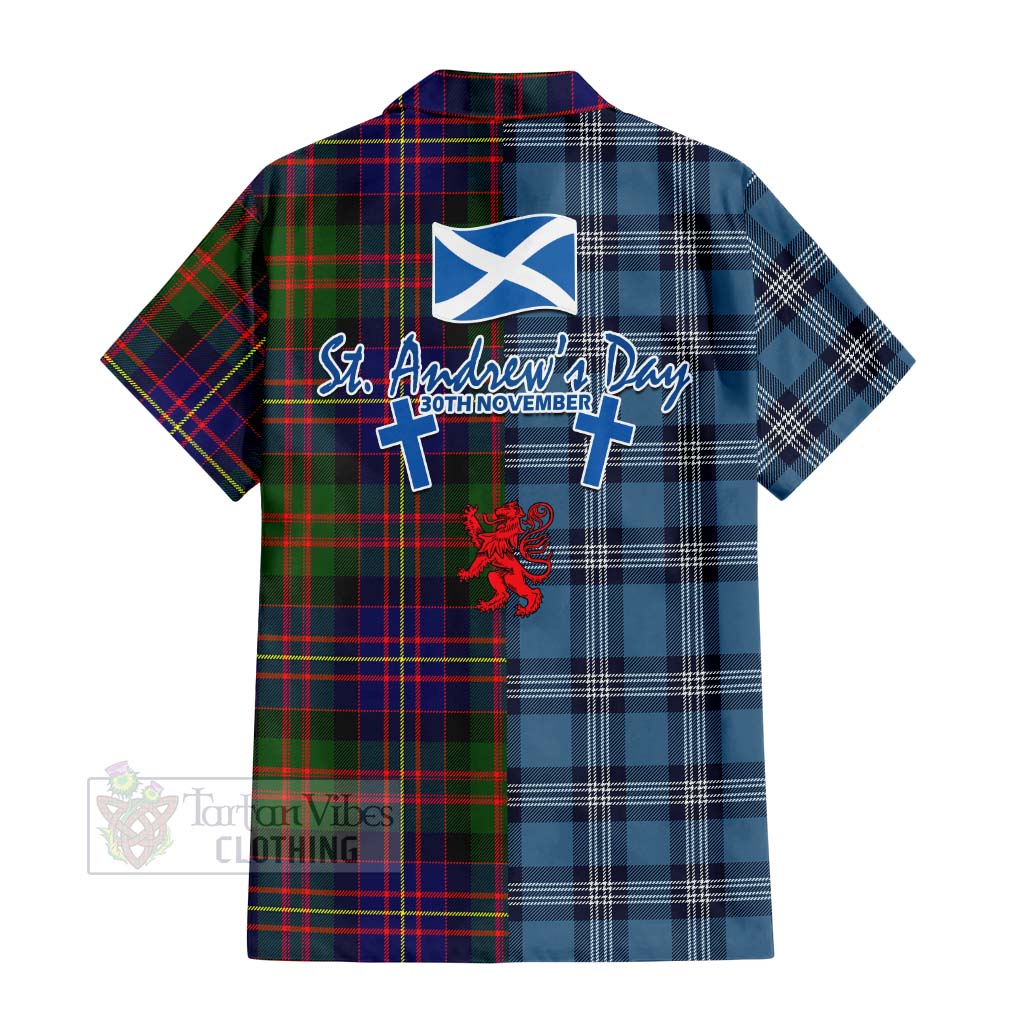 Chalmers Tartan Hawaiian Shirt Happy St. Andrew's Day Half Tartan Style - Tartan Vibes Clothing