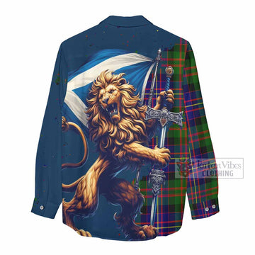 Chalmers Tartan Family Crest Women's Casual Shirt with Scottish Majestic Lion - Tartan Vibes Clothing