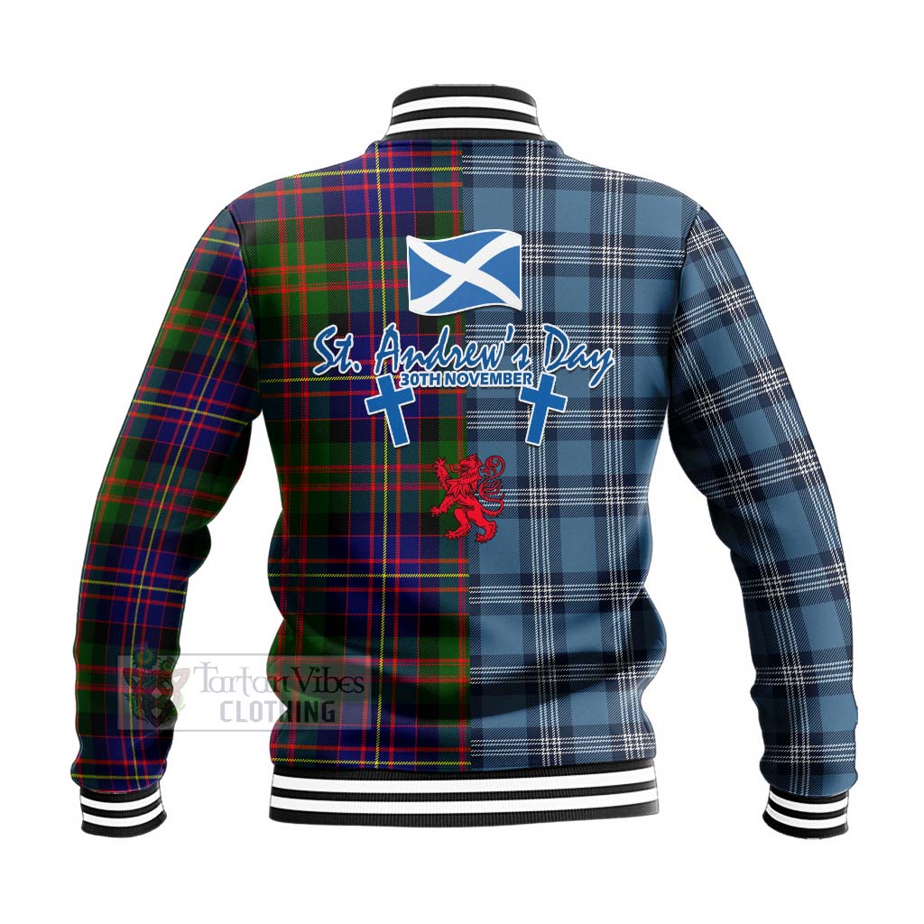 Chalmers Tartan Baseball Jacket Happy St. Andrew's Day Half Tartan Style - Tartan Vibes Clothing