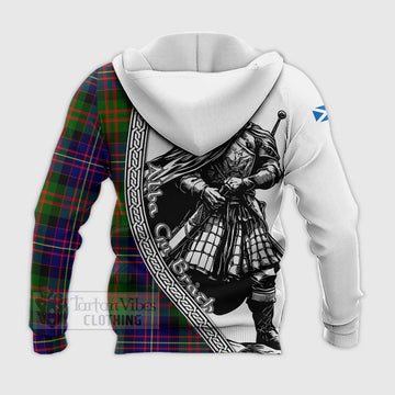 Chalmers Tartan Clan Crest Knitted Hoodie with Highlander Warrior Celtic Style - Tartan Vibes Clothing