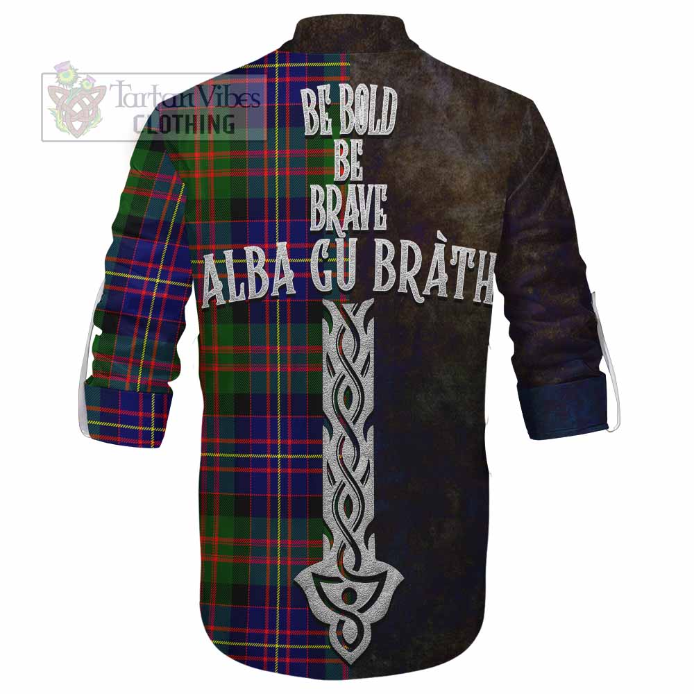 Tartan Vibes Clothing Chalmers Tartan Family Crest Ghillie Kilt Shirt Alba Gu Brath Be Brave Lion Ancient Style