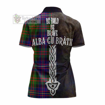 Chalmers Tartan Family Crest Women's Polo Shirt Alba Gu Brath Be Brave Lion Ancient Style - Tartan Vibes Clothing