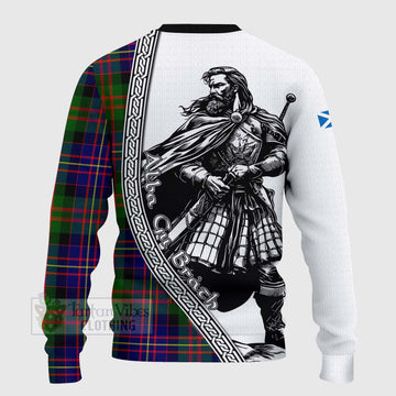 Chalmers Tartan Clan Crest Knitted Sweater with Highlander Warrior Celtic Style - Tartan Vibes Clothing