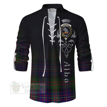 Chalmers Tartan Ghillie Kilt Shirt Featuring Alba Gu Brath Family Crest Celtic Inspired - Tartan Vibes Clothing