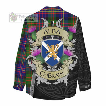 Chalmers Tartan Family Crest Women's Casual Shirt Lion Rampant Royal Thistle Shield Celtic Inspired - Tartan Vibes Clothing