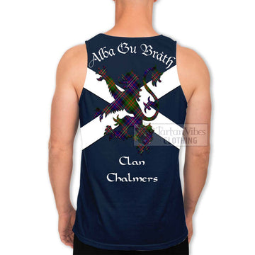 Chalmers Tartan Lion Rampant Men's Tank Top Proudly Display Your Heritage with Alba Gu Brath and Clan Name - Tartan Vibes Clothing