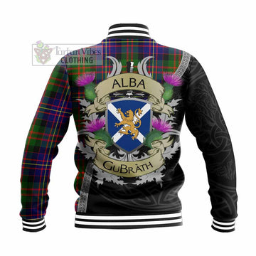 Chalmers Tartan Family Crest Baseball Jacket Lion Rampant Royal Thistle Shield Celtic Inspired - Tartan Vibes Clothing