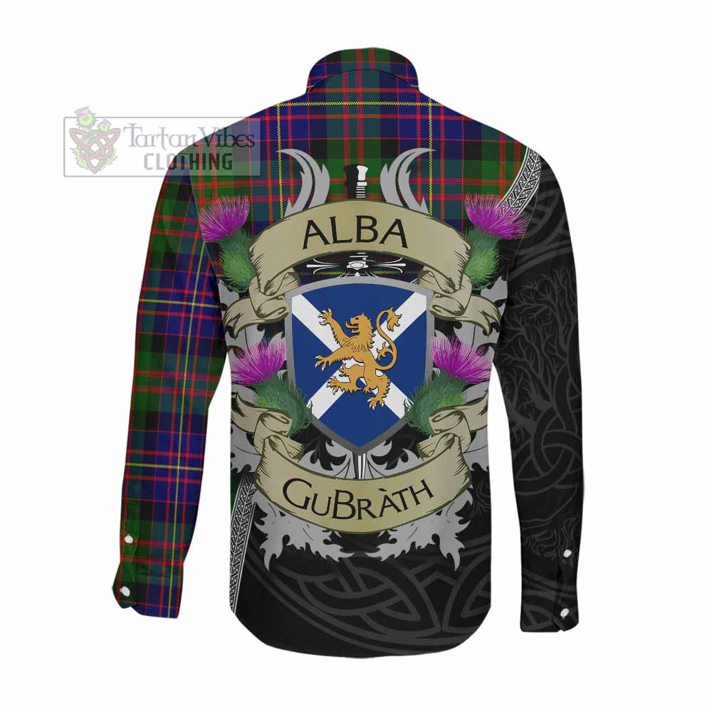 Chalmers Tartan Family Crest Long Sleeve Button Shirt Lion Rampant Royal Thistle Shield Celtic Inspired Men's Shirt - Tartan Vibes Clothing
