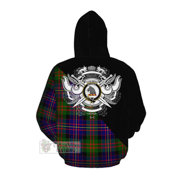 Chalmers Tartan Cotton Hoodie with Family Crest and Military Logo Style Pullover Hoodie - Tartan Vibes Clothing