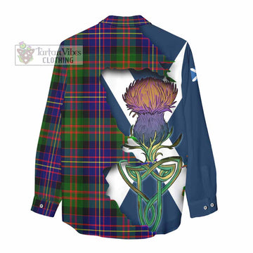 Tartan Vibes Clothing Chalmers Tartan Family Crest Women's Casual Shirt Scottish Thistle Celtic Inspired