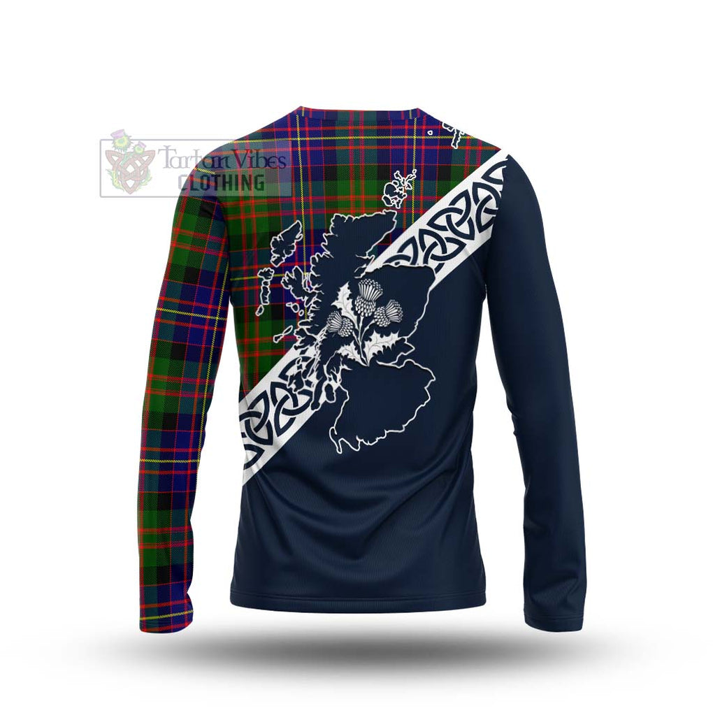 Chalmers Tartan Long Sleeve T-Shirt Featuring Thistle and Scotland Map - Tartan Vibes Clothing