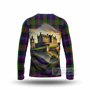 Chalmers Tartan Family Crest Long Sleeve T-Shirt with Scottish Ancient Castle Style - Tartan Vibes Clothing