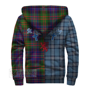 Chalmers Tartan Sherpa Hoodie Happy St. Andrew's Day Half Tartan Style - Tartan Vibes Clothing