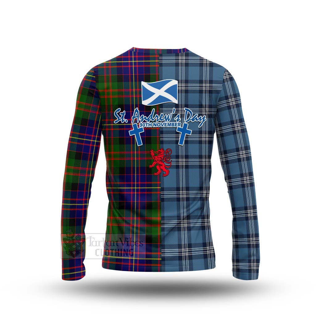 Chalmers Tartan Long Sleeve T-Shirt Happy St. Andrew's Day Half Tartan Style - Tartan Vibes Clothing