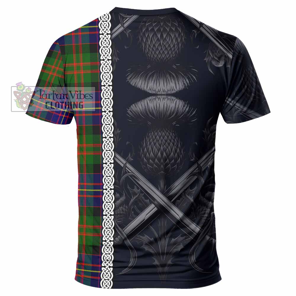 Chalmers Tartan T-Shirt with Family Crest Cross Sword Thistle Celtic Vibes - Tartan Vibes Clothing