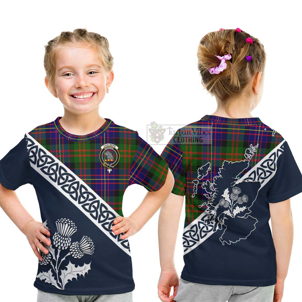 Chalmers Tartan Kid T-Shirt Featuring Thistle and Scotland Map - Tartan Vibes Clothing