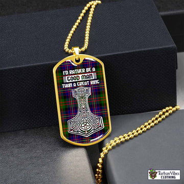 Chalmers Tartan Dog Tag Necklace Viking Mjolnir Style Gold No - Tartan Vibes Clothing
