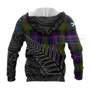 Tartan Vibes Clothing Chalmers Crest Tartan Knitted Hoodie with New Zealand Silver Fern Half Style