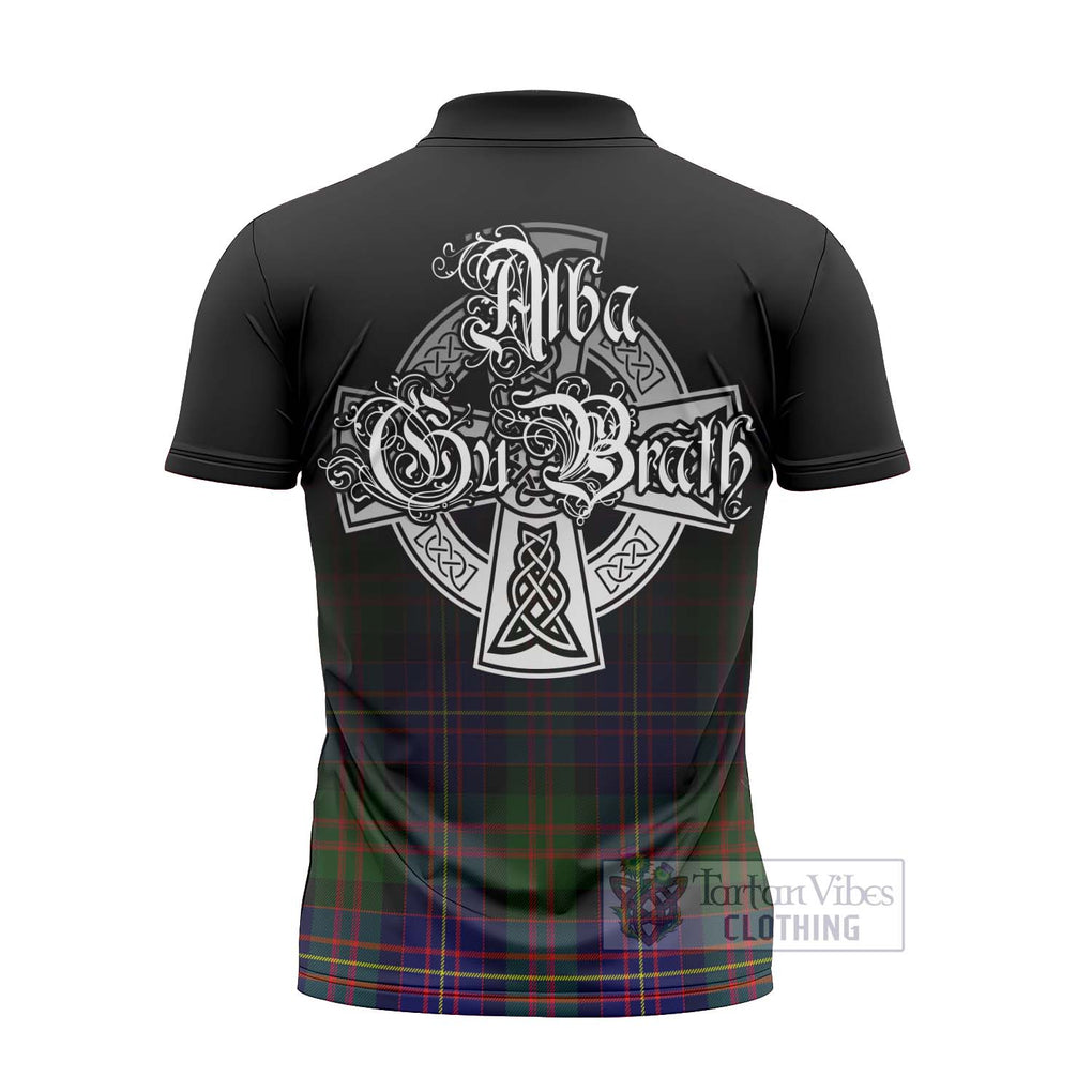 Tartan Vibes Clothing Chalmers Tartan Zipper Polo Shirt Featuring Alba Gu Brath Family Crest Celtic Inspired