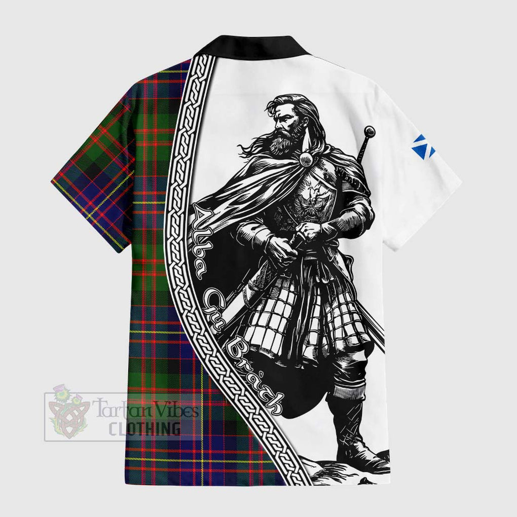 Chalmers Tartan Clan Crest Hawaiian Shirt with Highlander Warrior Celtic Style - Tartan Vibes Clothing
