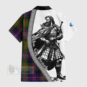 Chalmers Tartan Clan Crest Hawaiian Shirt with Highlander Warrior Celtic Style - Tartan Vibes Clothing