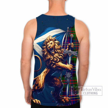Chalmers Tartan Family Crest Men's Tank Top with Scottish Majestic Lion - Tartan Vibes Clothing