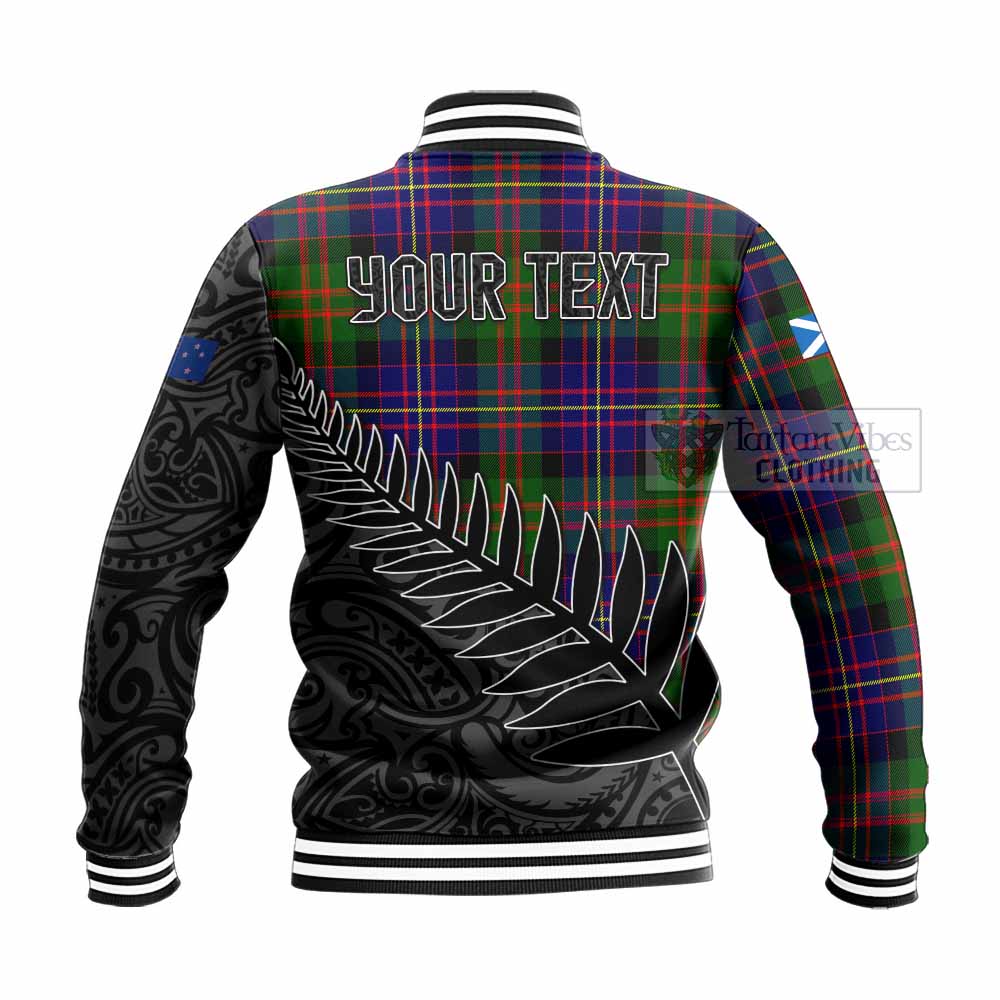 Tartan Vibes Clothing Chalmers Crest Tartan Baseball Jacket with New Zealand Silver Fern Half Style