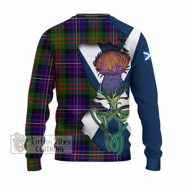 Tartan Vibes Clothing Chalmers Tartan Family Crest Knitted Sweater Scottish Thistle Celtic Inspired